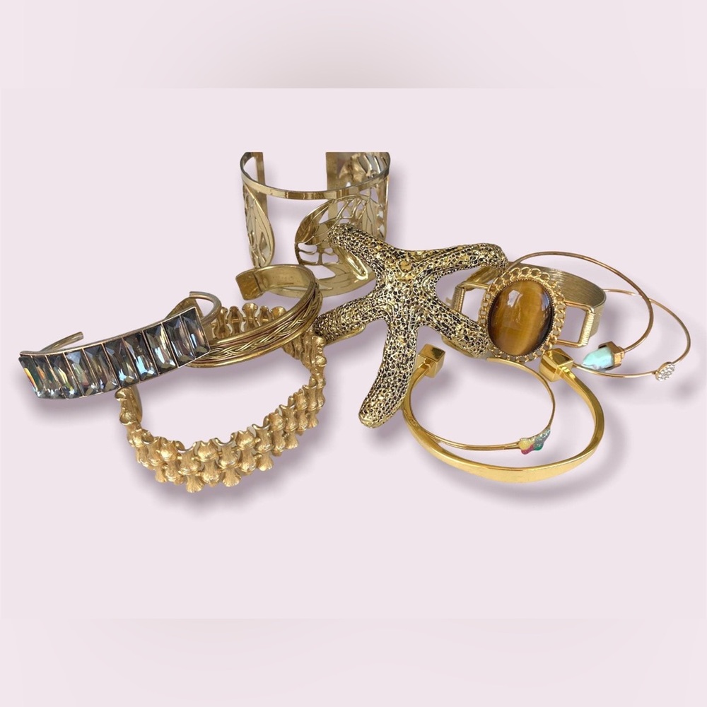 Gold Bracelets Vintage Cuffs Jewelry Lot